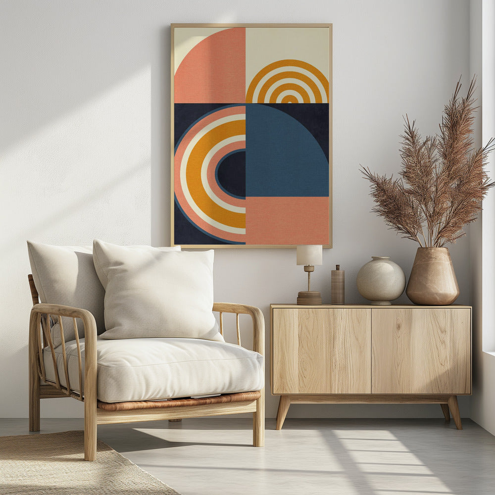 Rainbow Plus Shapes  Blue Mustard9 | Poster