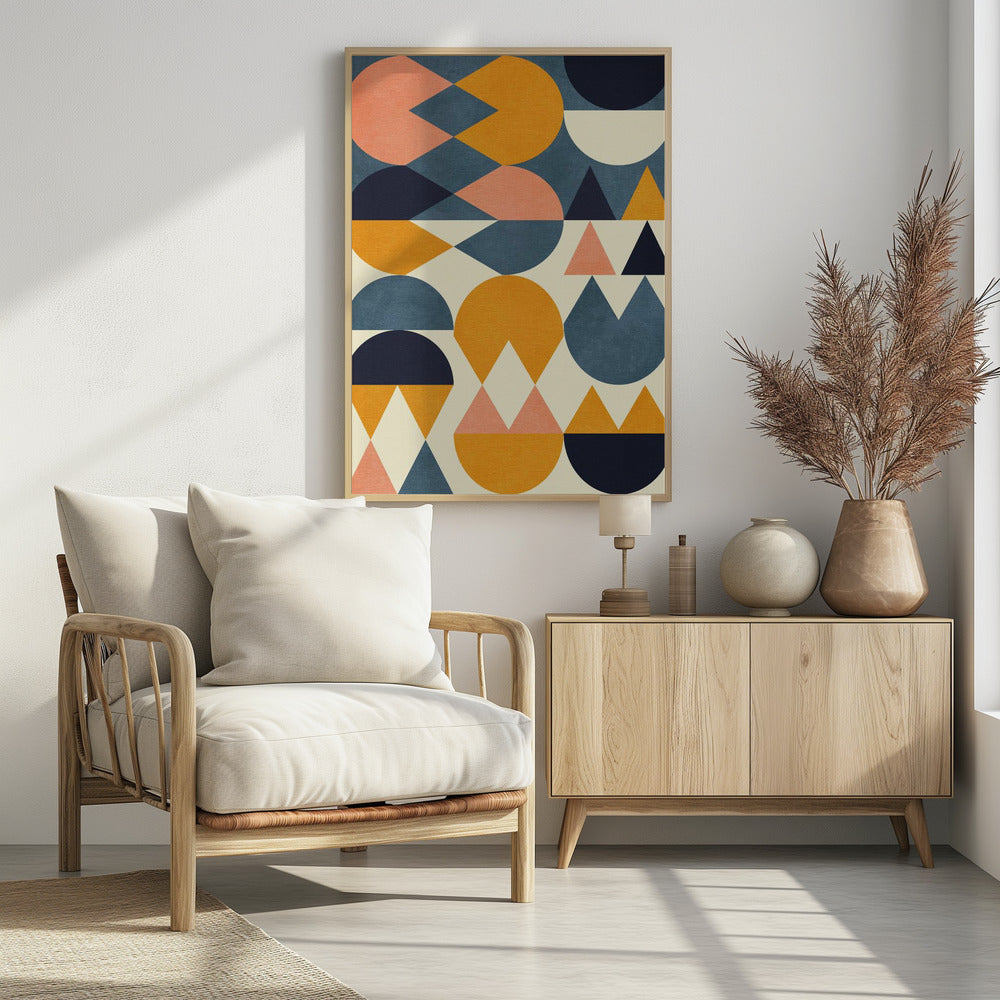 Rainbow Plus Shapes  Blue Mustard6 | Poster