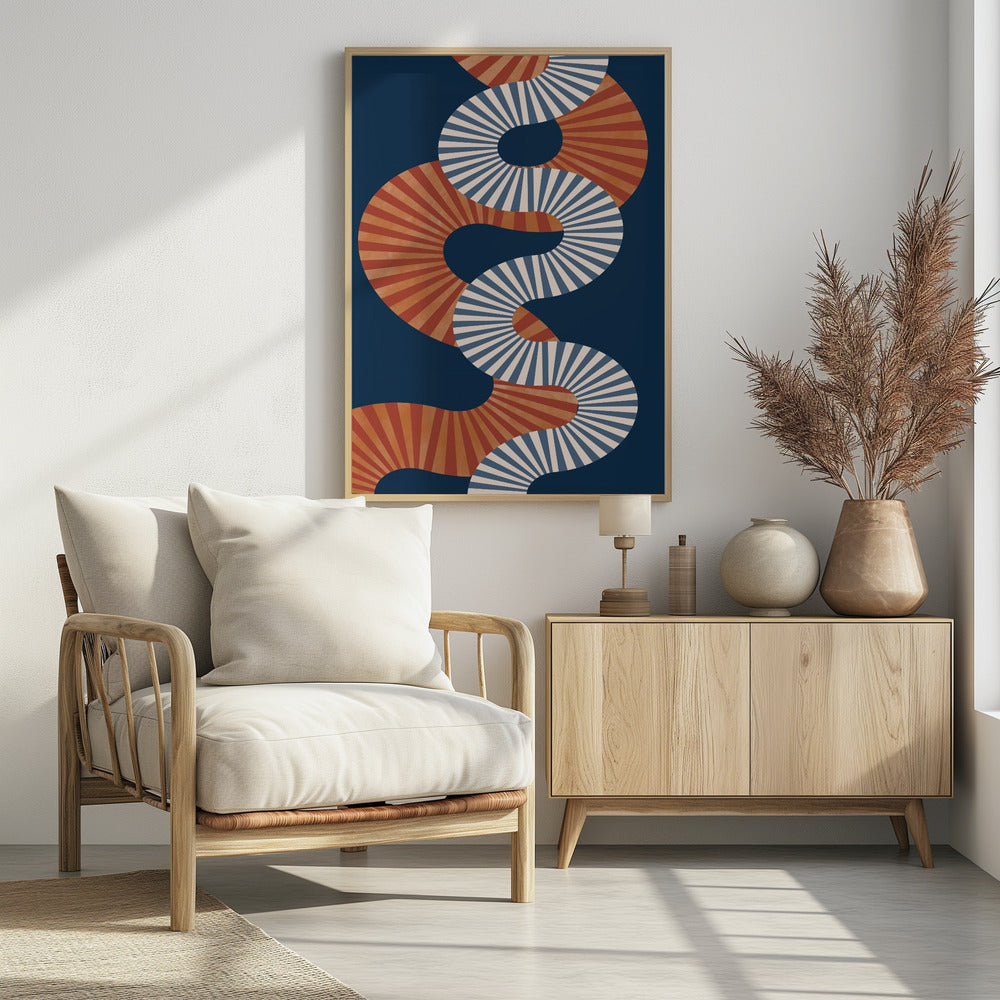 Gewundenes Muster in Retro-Farben | Poster