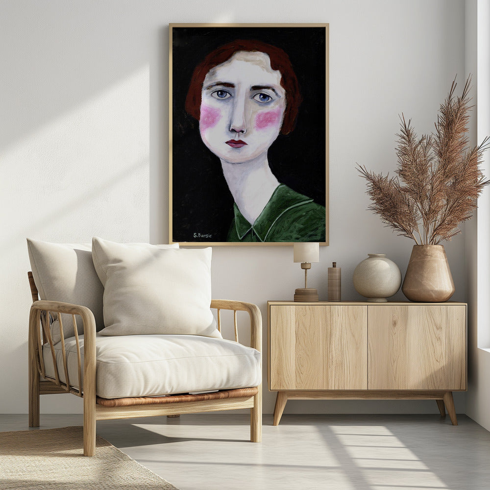 Vintage Frau mit rosa Wangen | Poster