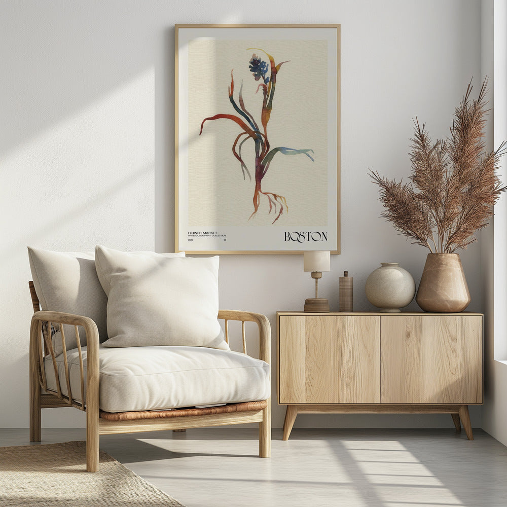 Watercolor print collection. Flower market - Boston | Poster