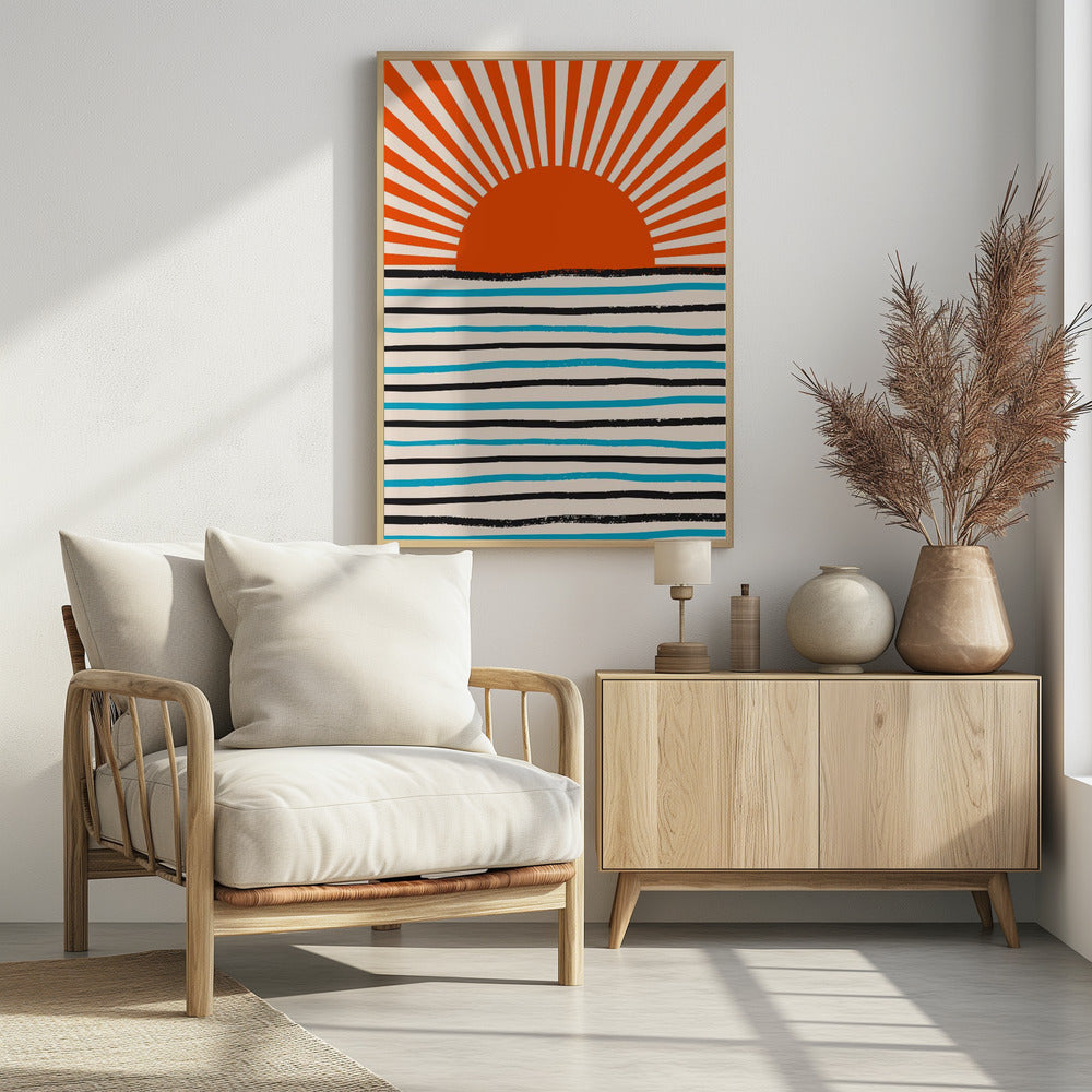 Rote Sonne und Meer | Poster