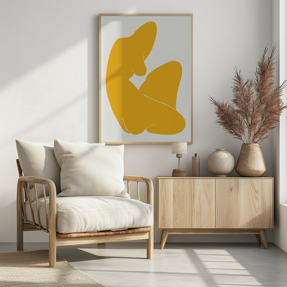 Yellow Silhouette Of A Female Figure | Poster