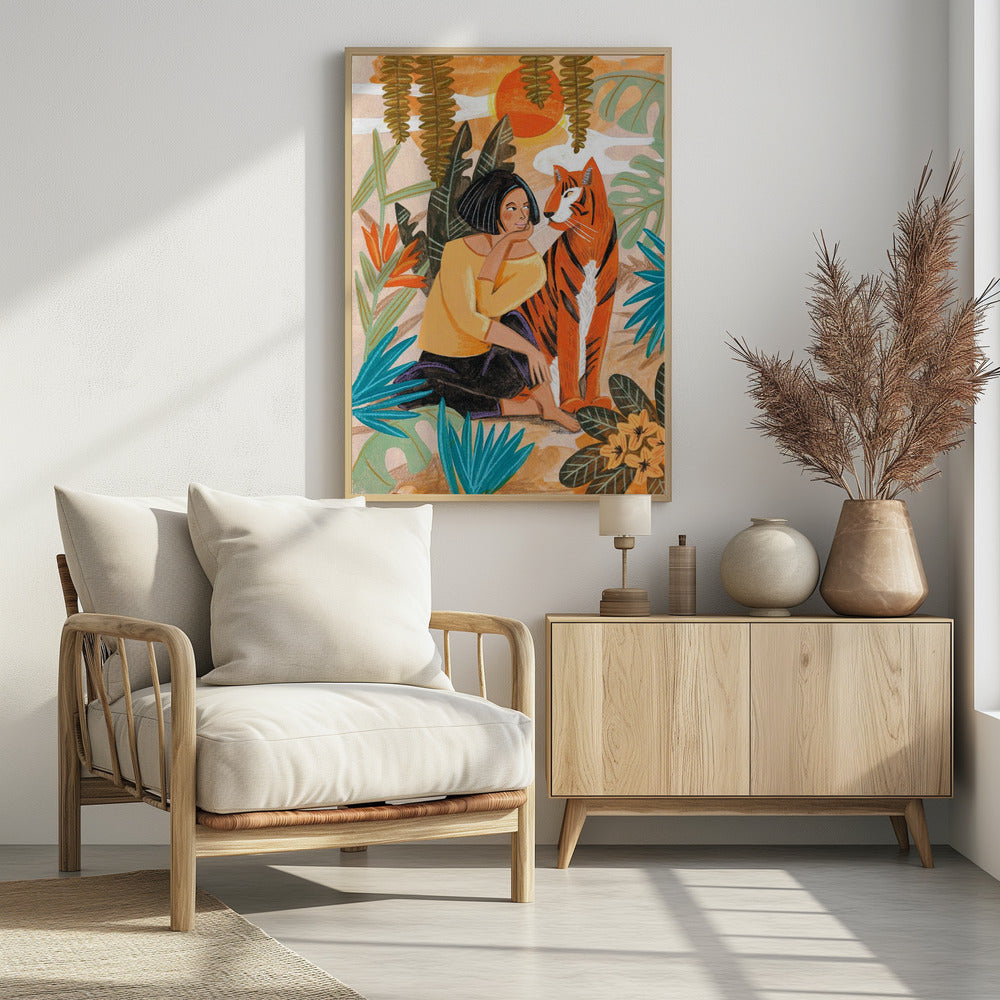 Frau mit Tiger | Poster