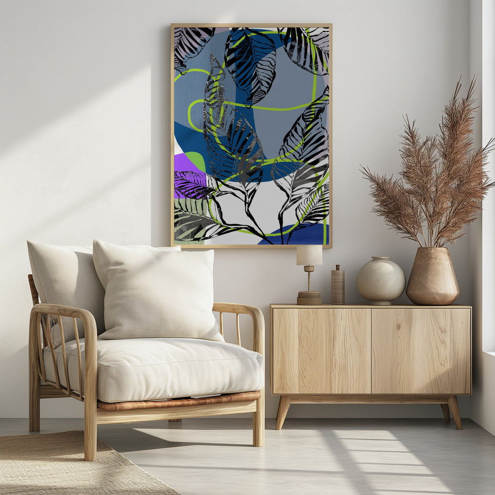 Schwarze Blätter mit Farbe Abstrakt Nr. 3 | Poster