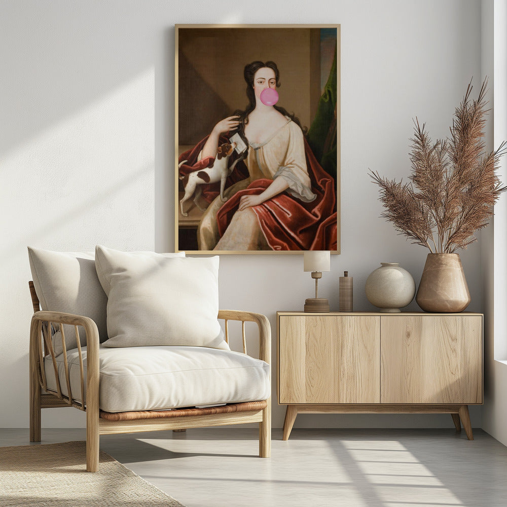 Renaissance Kaugummi Portrait und Hund / Veränderte Kunst | Poster