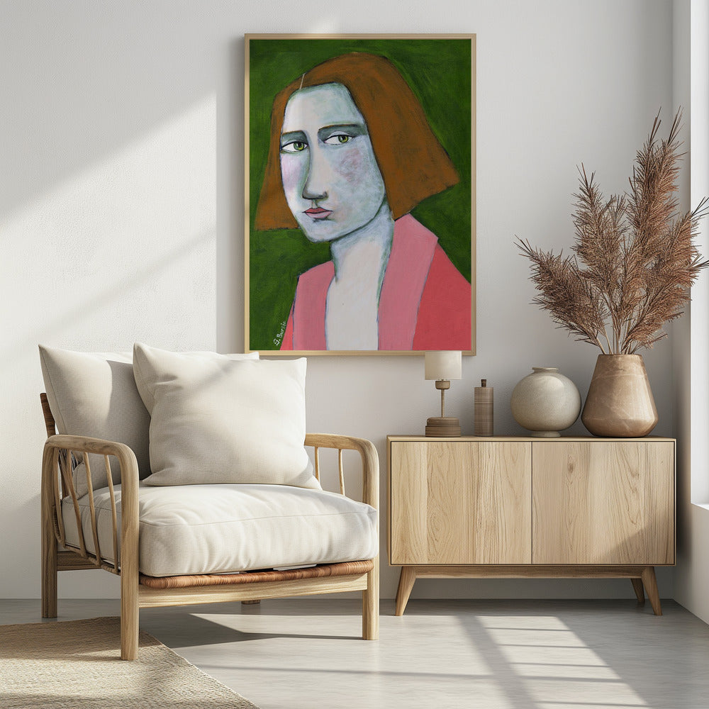 Frau in rosa Jacke | Poster