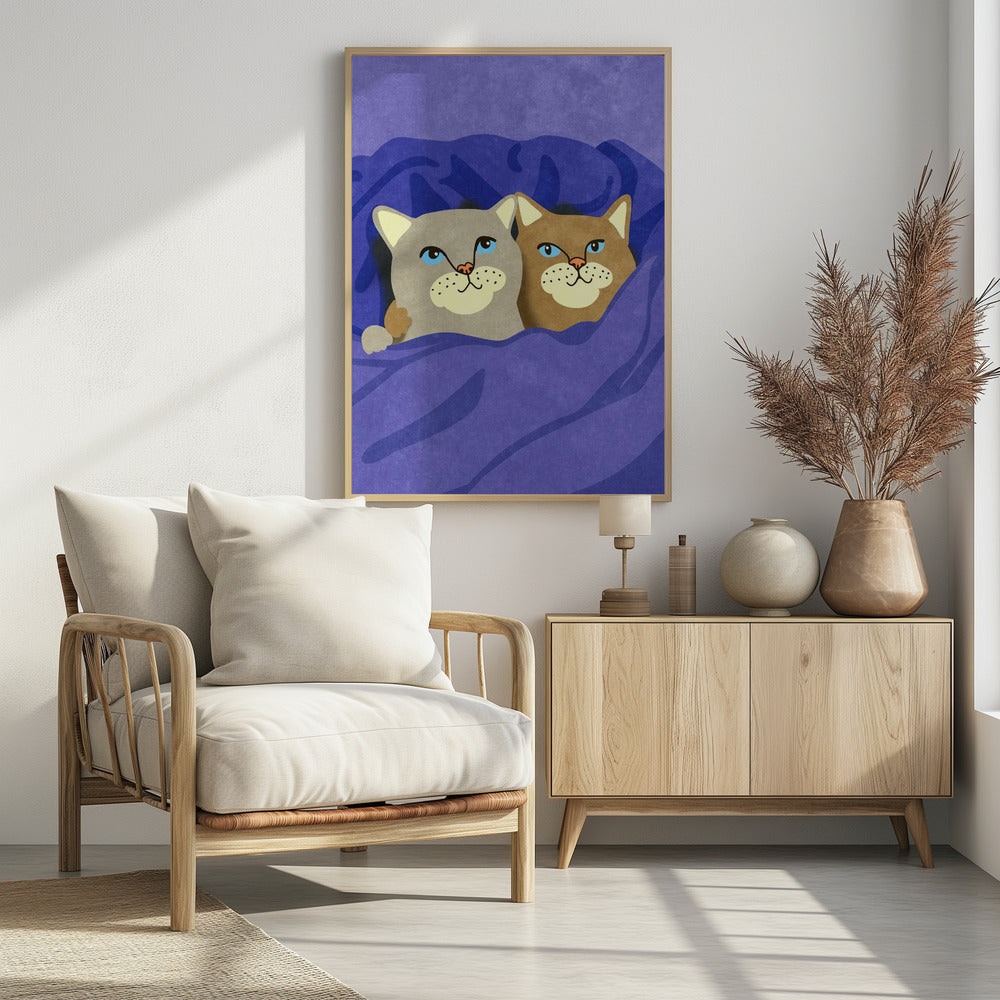 Katzen im Bett | Poster