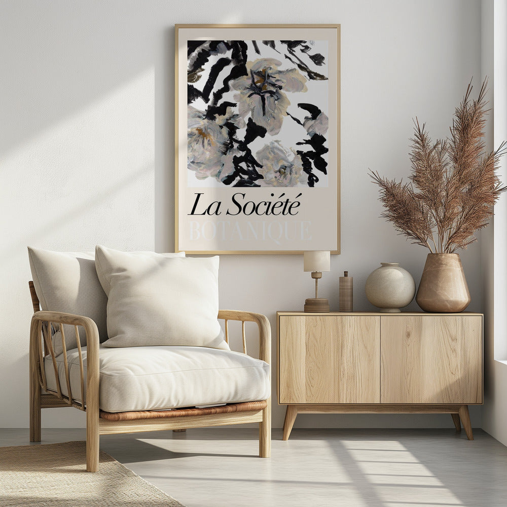 La Société Botanique Schwarze und weiße und cremefarbene Blumen 2 | Poster