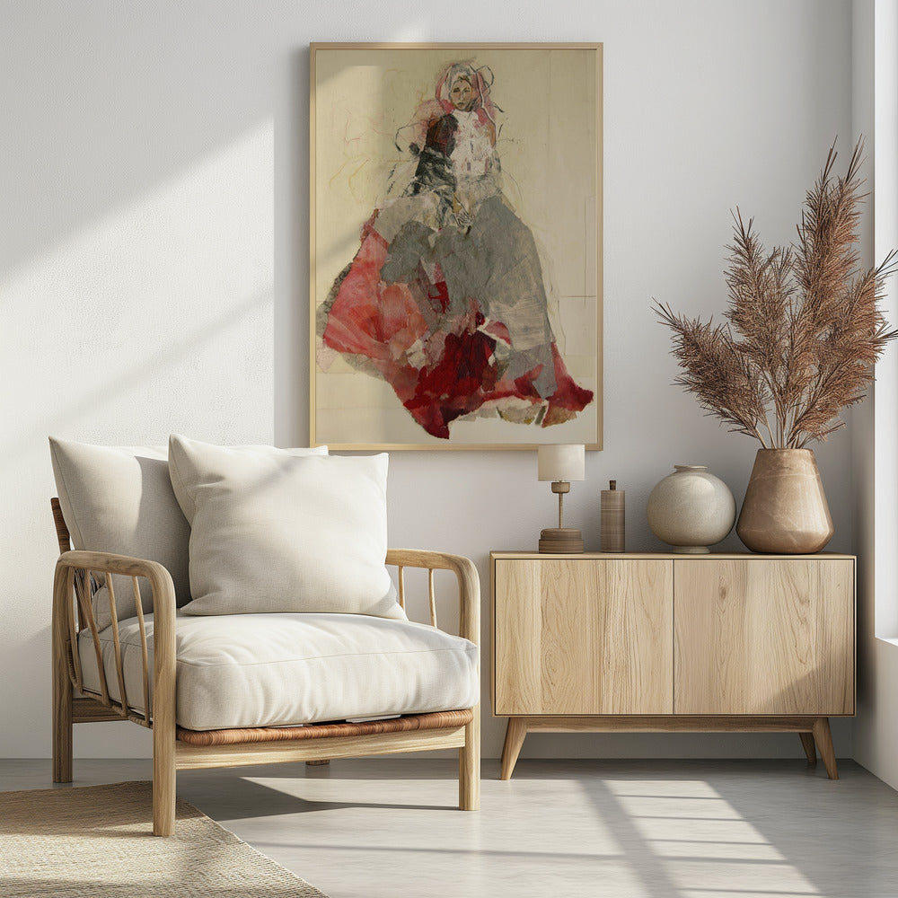 Frauenporträt mit buntem Kleid | Poster