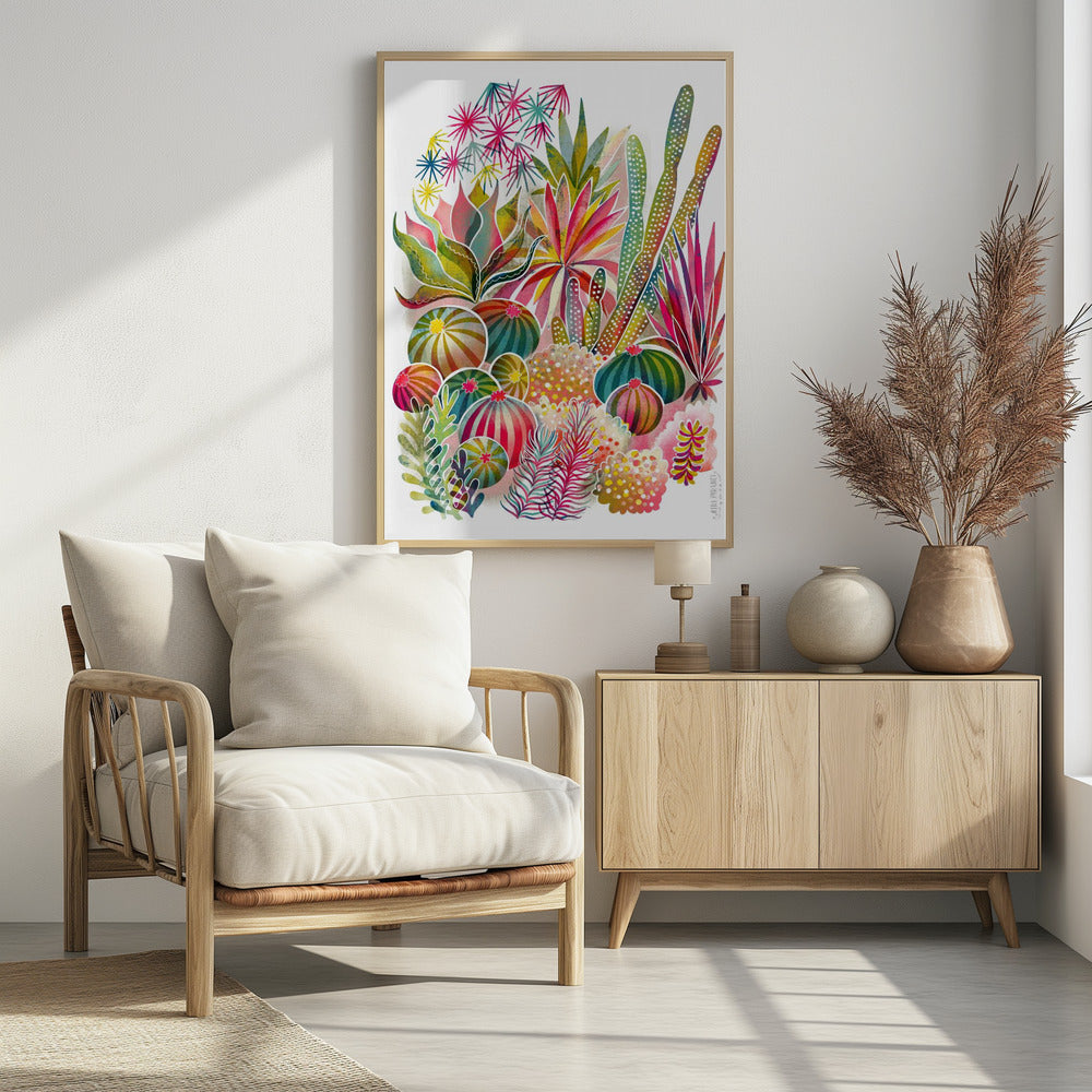 Blühender Sukkulenten- und Kakteengarten | Poster