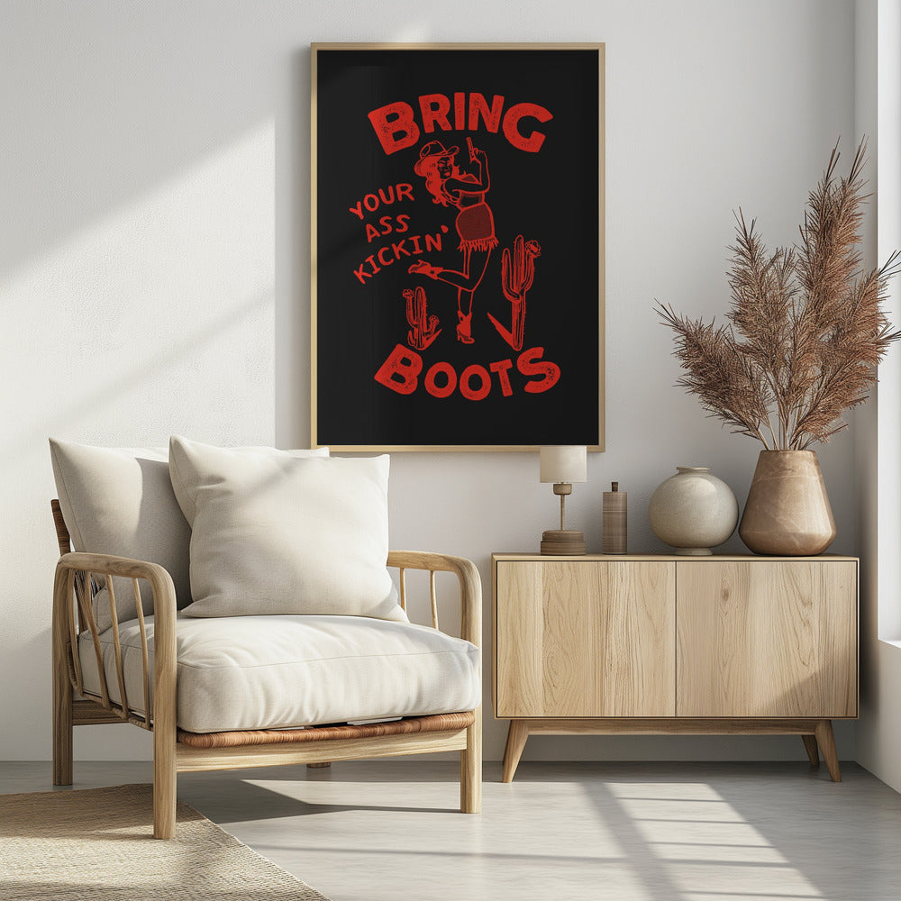 Arschtretende Stiefel Lustiges Western Cowgirl | Poster