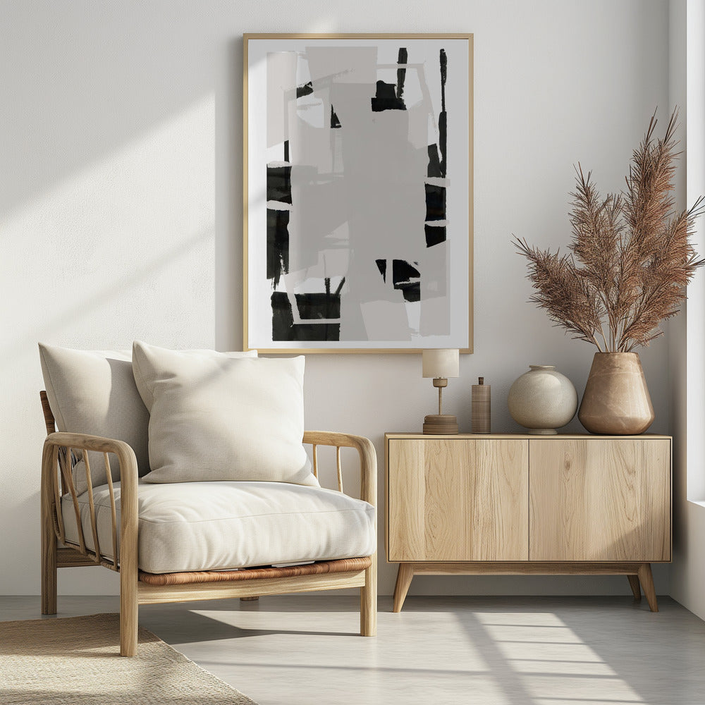 Abstrakte Komposition in Schwarzweiß Nr. 6 | Poster