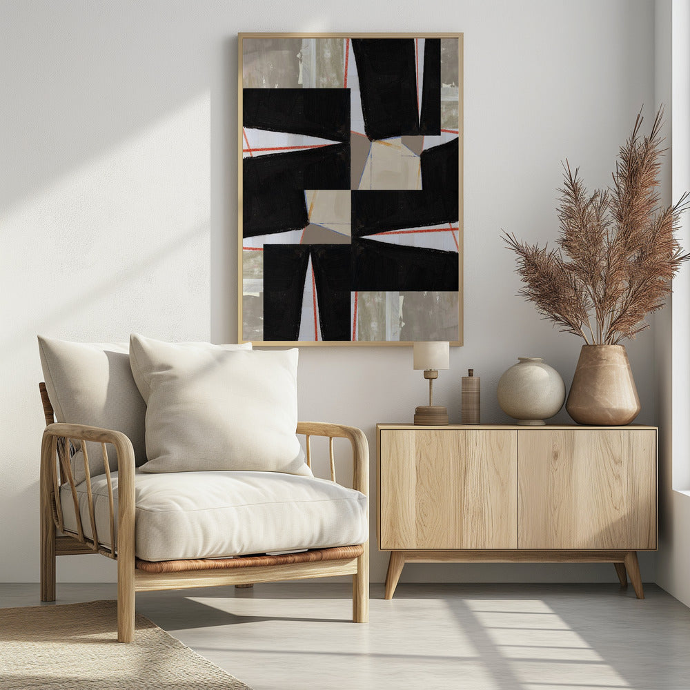 Abstract Black Jigsaw 1 | Poster