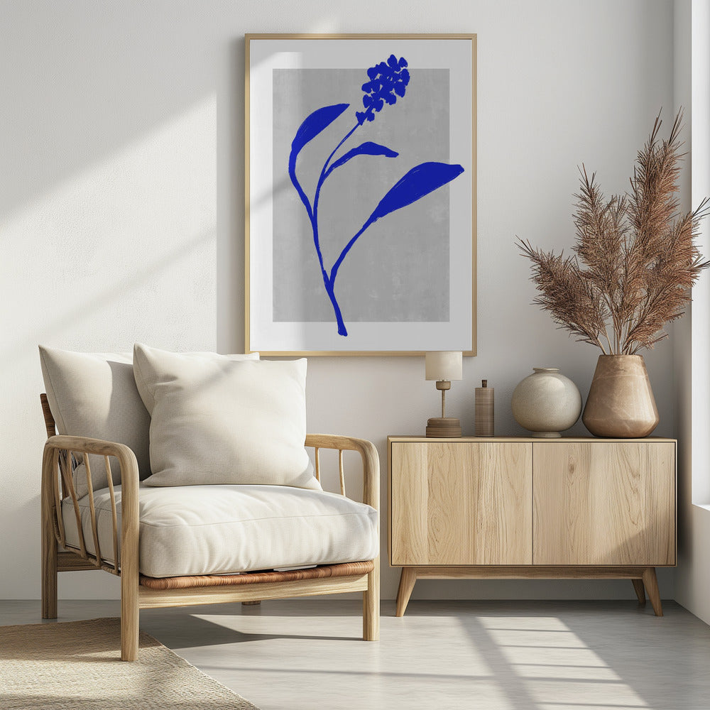 Azurblaue Blütensilhouette | Poster