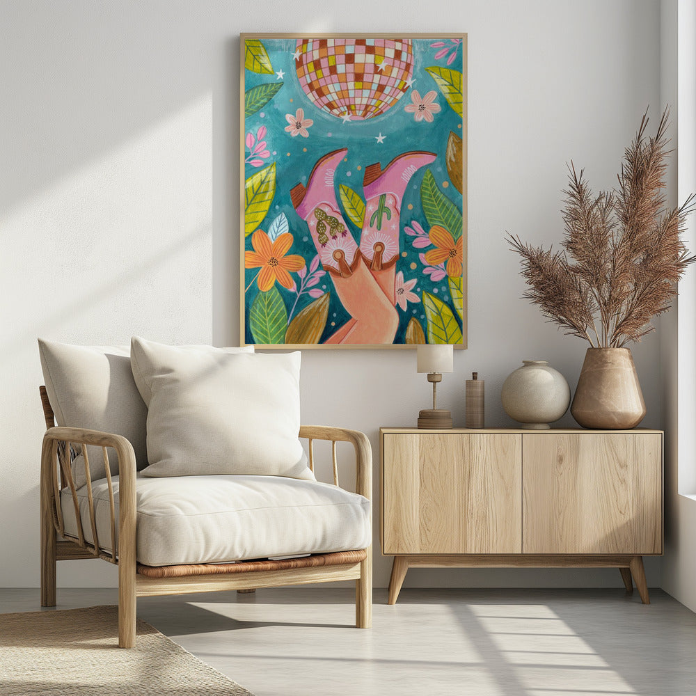 Cowboy boots and disco ball | Poster