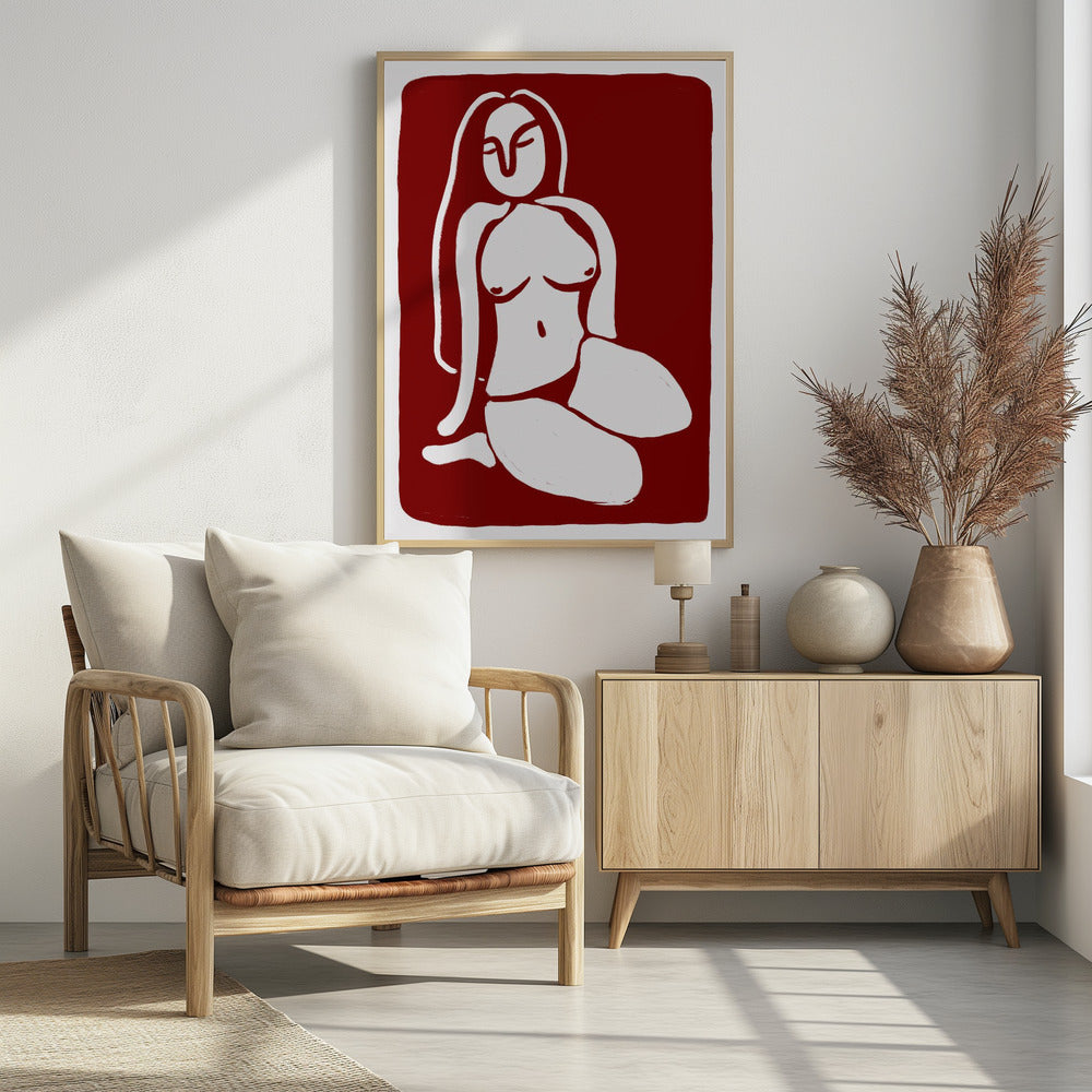 Stylized Nude Figure in a Seated Pose | Poster