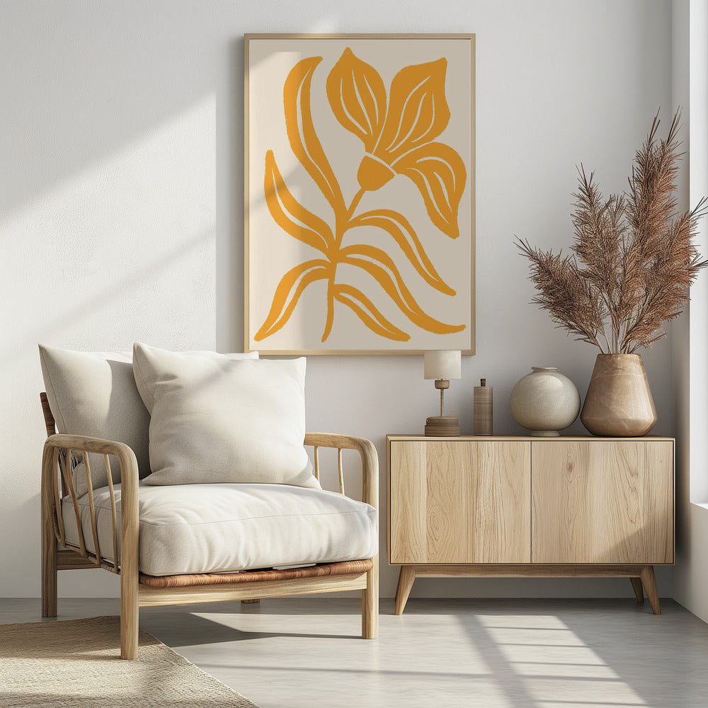 Abstract Yellow Stylized Tulip | Poster