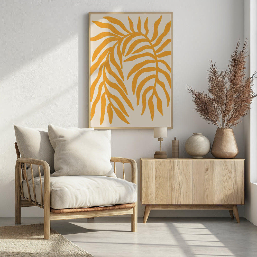 Yellow Silhouette Textured Branch | Poster