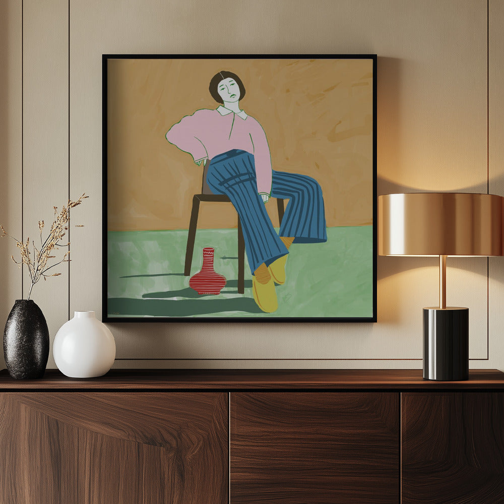 Sitzende Dame mit ihrer Vase | Poster