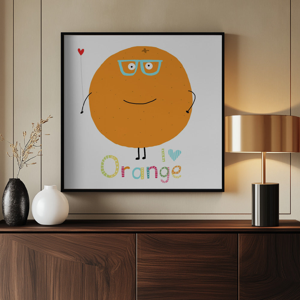 Ich liebe Orange! Süße Orange mit einem Herz. | Poster
