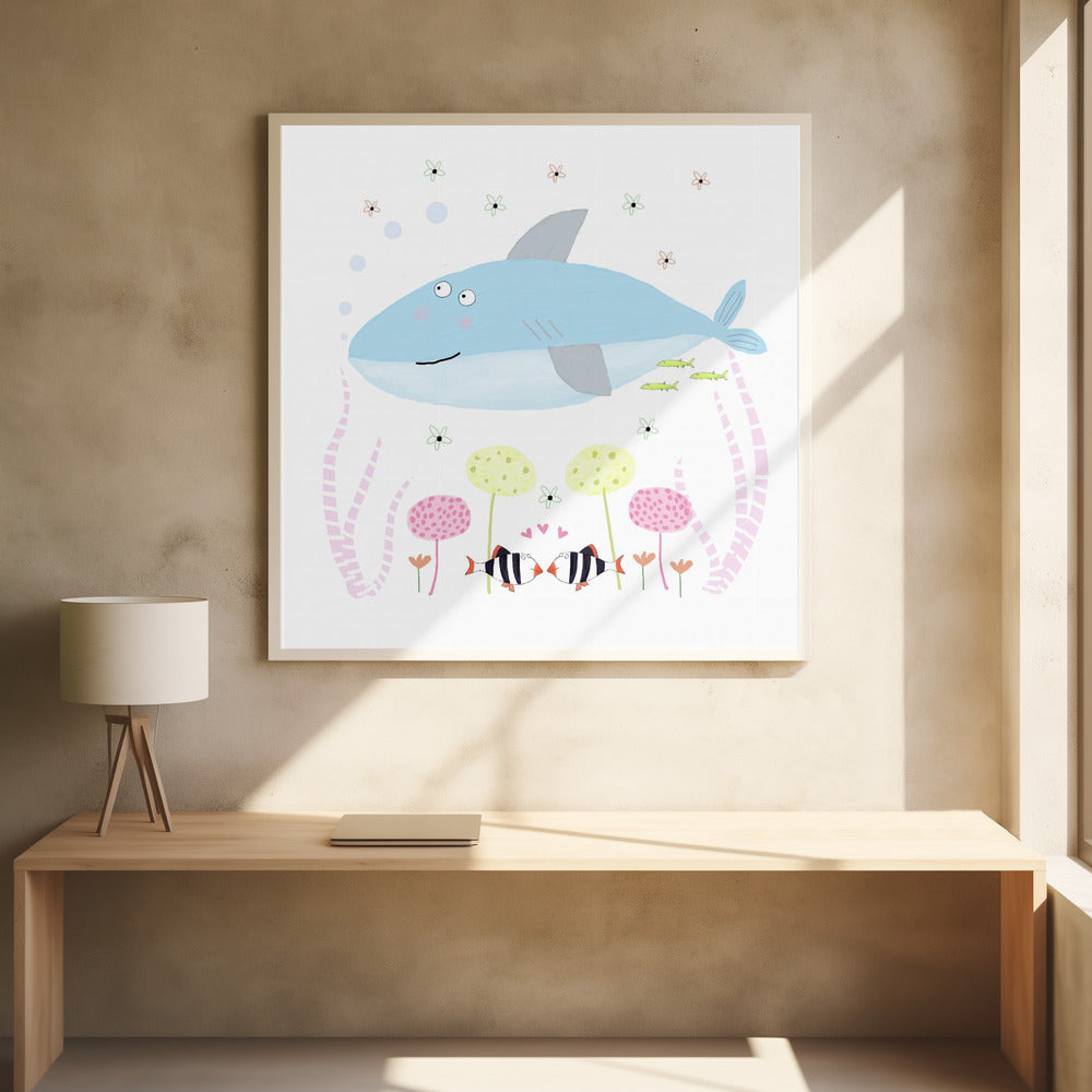 Babyhai mit Blumen | Poster