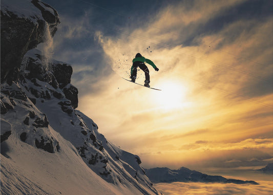 Snowboarden bei Sonnenuntergang | Poster