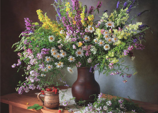 Stillleben mit Wildblumen und Beeren | Leinwand