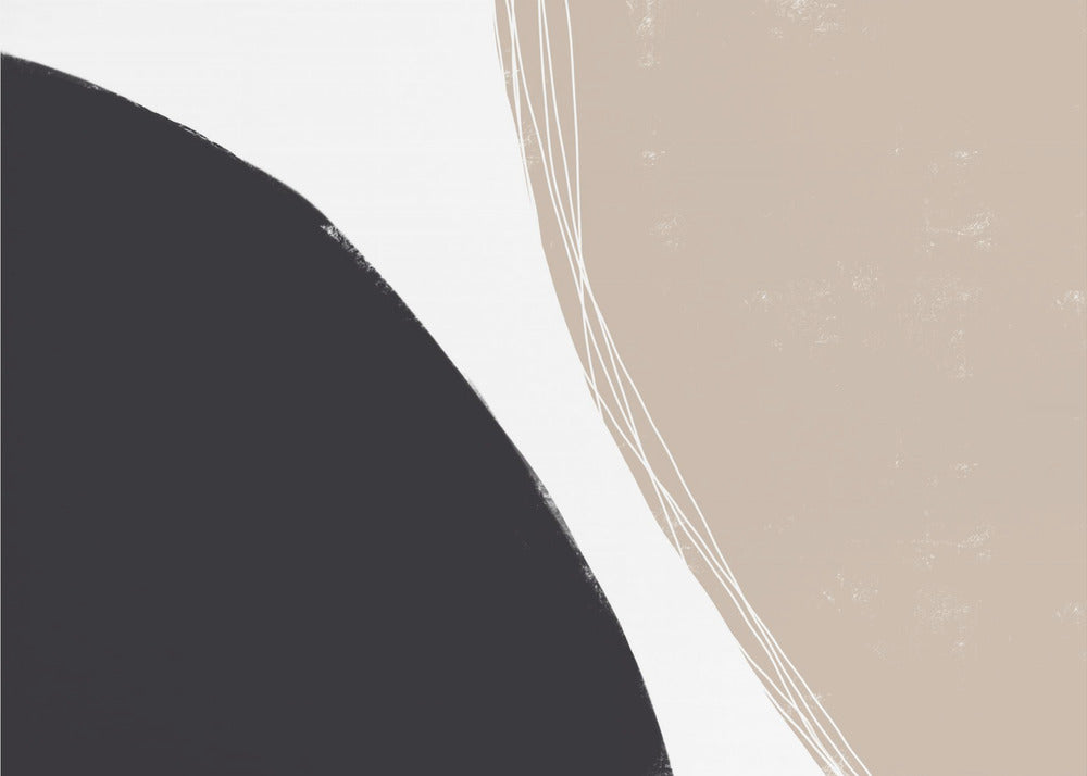 Schwarze und beige organische Formen | Leinwand