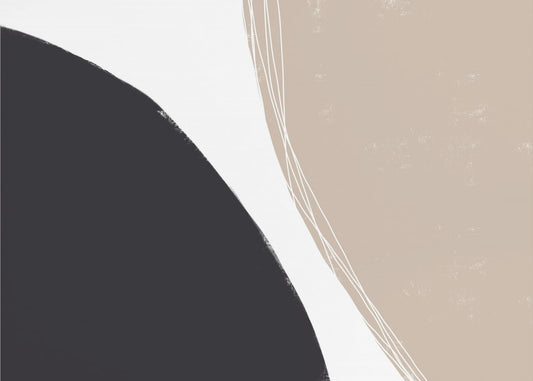 Schwarze und beige organische Formen | Leinwand