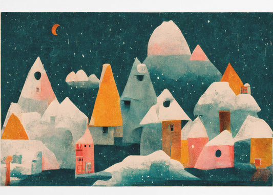 Winter Night Village | Wallpaper