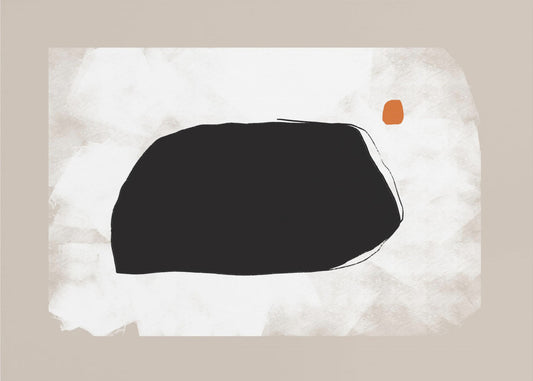 Black Shape On A Textured Beige Background | Canvas