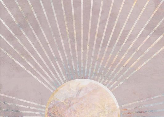 Goldene Sonnenstrahlen Wandbild rosa | Tapete