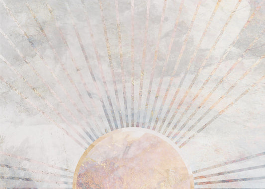 Goldene Sonnenstrahlen Wandbild Beton | Tapete
