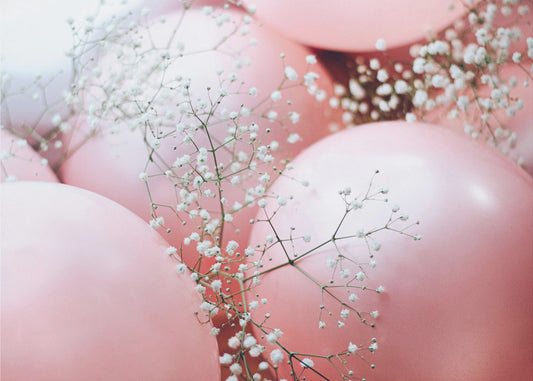 Rosa Luftballons mit Blume | Poster