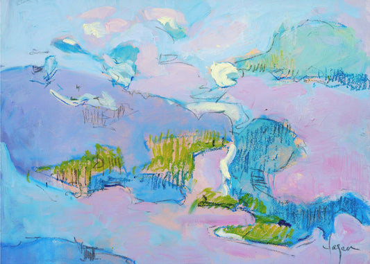 Abstrakte rosa Landschaft | Leinwand