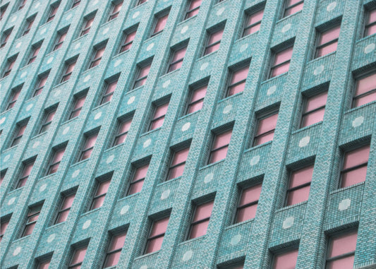 Brick Building with Pink Windows | Poster
