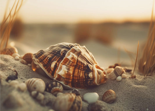 Muscheln bei Sonnenuntergang | Leinwand