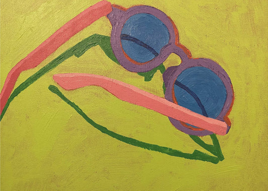 Sonnenbrille auf Gelbgrün | Leinwand