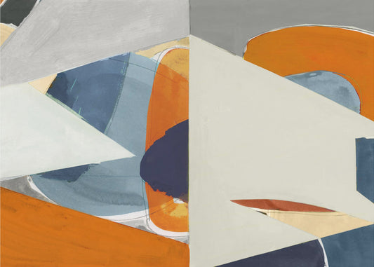 Orange, Blaugrau Abstrakter Kunstdruck | Leinwand