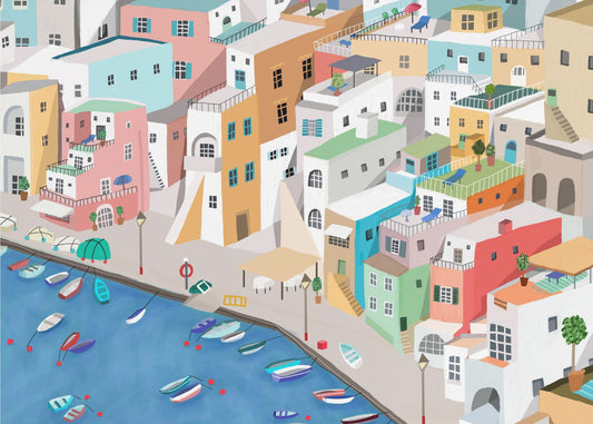 Sunny Seaside Village Summer Fun By Carla Daly | Canvas