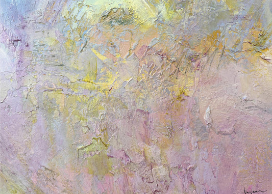 Abstrakt in Gold und Rosa | Leinwand