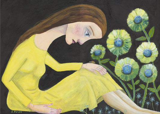Lady in the garden with lady bug | Canvas