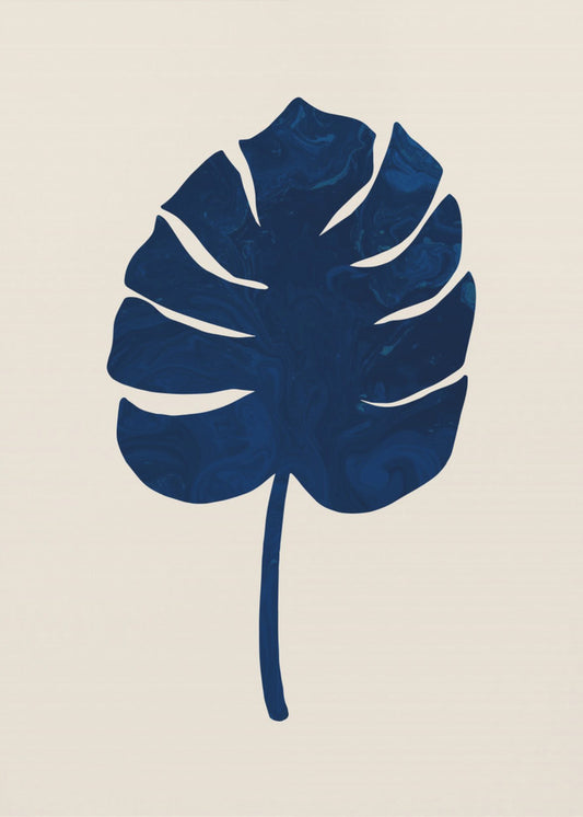 Monstera Marmor Blau | Leinwand