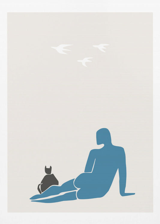 Frau und Katze | Leinwand
