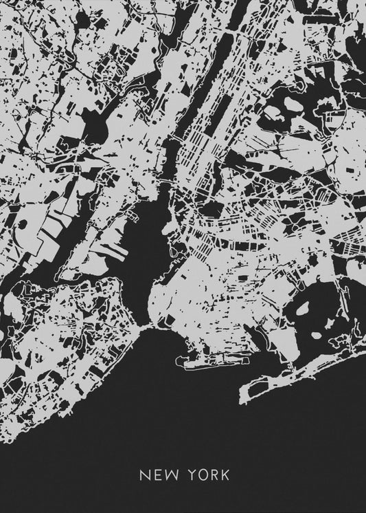 Karte_New York_002_schwarz | Leinwand