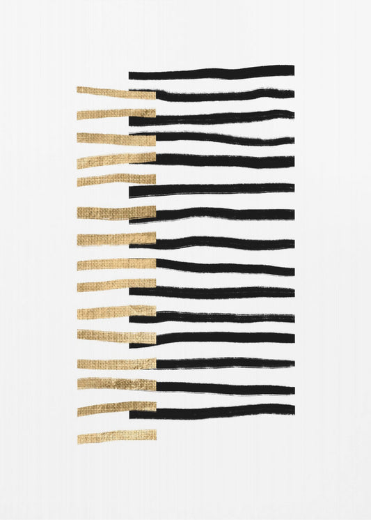 Gold on Black Lines | Canvas
