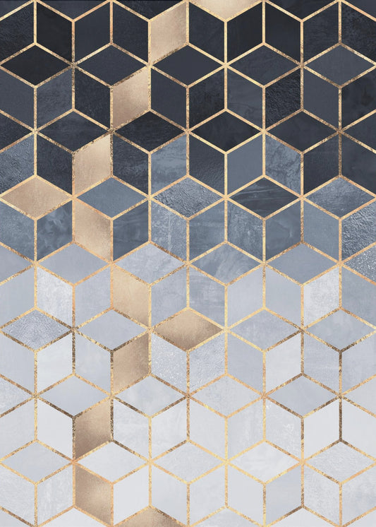 Soft Blue Gradient Cubes | Poster