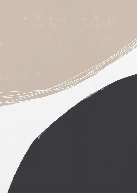 Beige und schwarze organische Formen | Leinwand