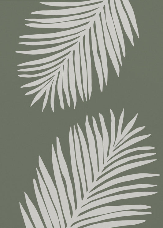 PALM LEAF 06 GREEN WHITE | Canvas